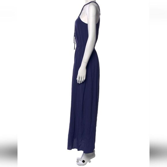 Rebecca Taylor Marine Blue Macrame Maxi Dress, Size 8, 100% Silk, NWT - Picture 2 of 10